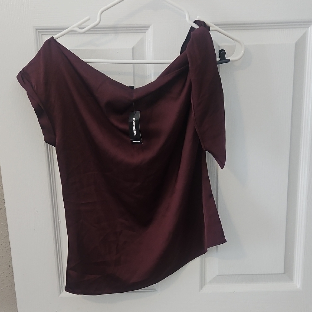 Express Deep Burgundy Off-Shoulder Blouse